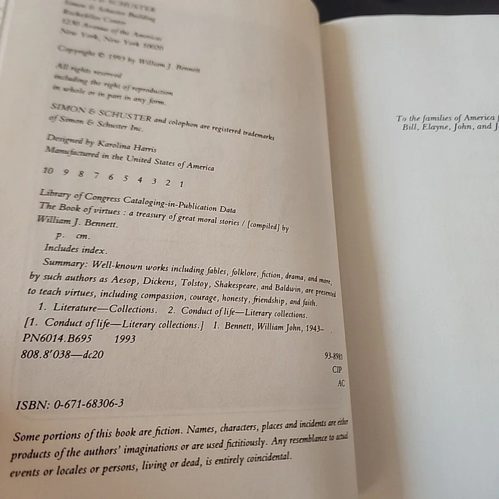Book of Virtues by William‎ J. Bennett and William J. Bennett (1993, Hardcover)